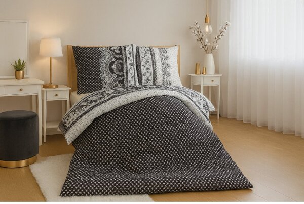 Lenjerie de pat din polibumbac CANZONE BLACK, negru Dimensiune lenjerie de pat: 70 x 90 cm | 140 x 200 cm