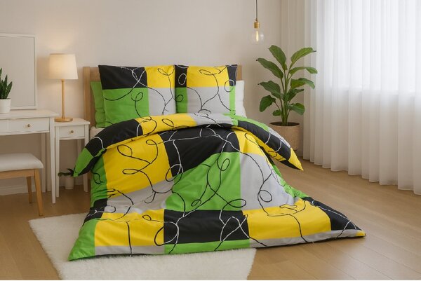 Lenjerie de pat din polibumbac CHESS LIME, colorată Dimensiune lenjerie de pat: 70 x 90 cm | 140 x 200 cm