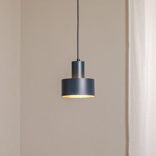 SIGMA Lampă suspendată Rif S, antracit, 1 bec, Ø 15 cm, oțel, reglabil, Negru, Camera de zi / sufragerie, Metal, Modern