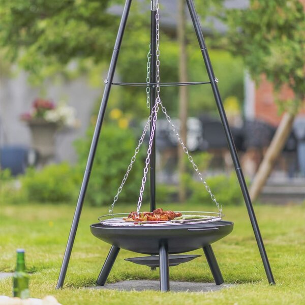 RedFire Grătar de grădina cu trepied și vas de foc, negru, 50 cm
