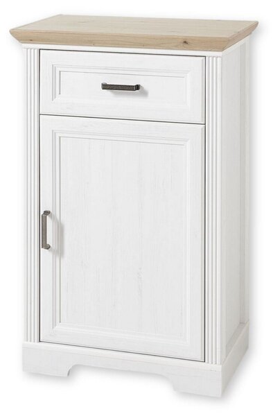 Comoda JASMIN, alb/stejar artisan, PAL, cu o usa si un sertar, 65x41x1