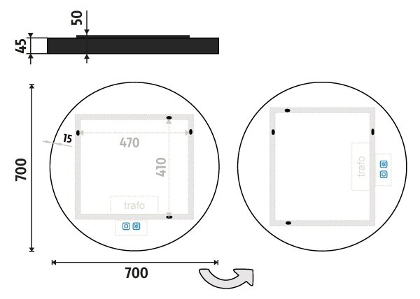 NIMCO ZPC 31001RVX-90 - Oglindă LED retroiluminată pentru baie 3000-6500K 70 cm IP44