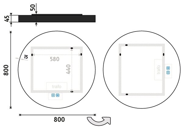 NIMCO ZPC 31002RVX-90 - Oglindă LED retroiluminată pentru baie 3000-6500K 80 cm IP44