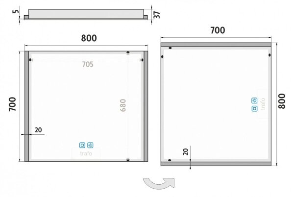 NIMCO ZP 11003VX - Oglindă LED pentru baie cu iluminare integrată, 3000-6500K, 70x80 cm, IP44