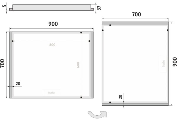 NIMCO ZP 11019 - Oglindă de baie LED cu iluminare integrată 6500K 70x90 cm IP44
