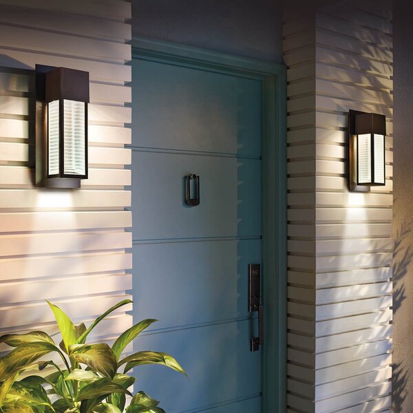 KICHLER Topmoderne aplică LED Sorel de exterior, Bronz / Alamă Veche, Sticlă, Modern