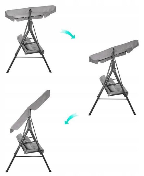 Balansoar gradina gri, 3 persoane, structura metal, 170 x 110 x 153 cm
