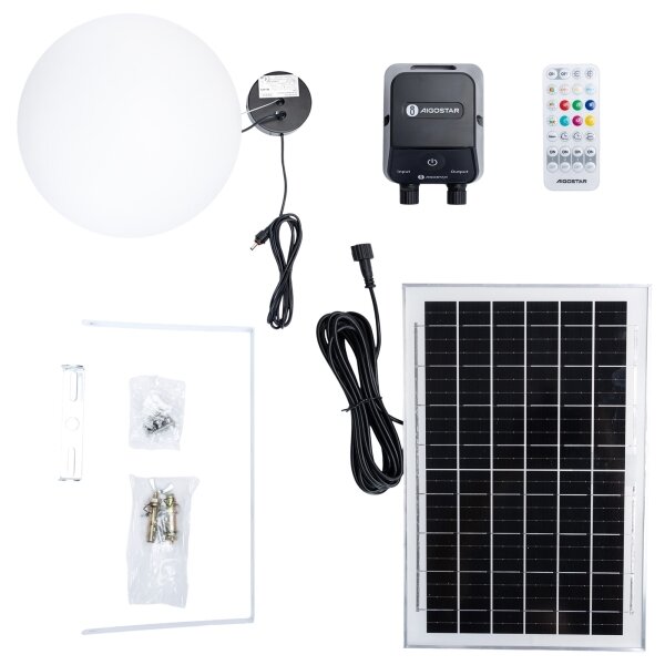 Lustră LED RGBW solară Aigostar MESH 35W/3,7V 8000 mAh 2700K-6500K IP65 d. 30 cm