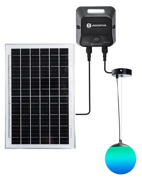 Lustră LED RGBW solară Aigostar MESH 35W/3,7V 8000 mAh 2700K-6500K IP65 d. 30 cm