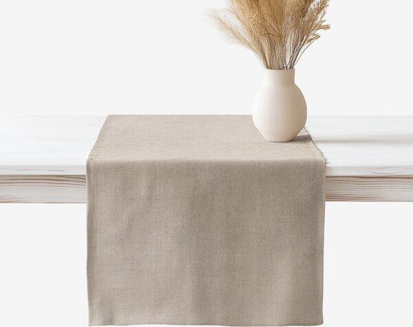 Goldea napron de masă cu amestec de in - cafea 20x140 cm