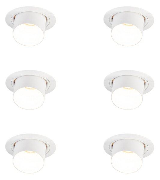 Set de 6 spoturi încastrate moderne albe rotunde înclinabile - Installa