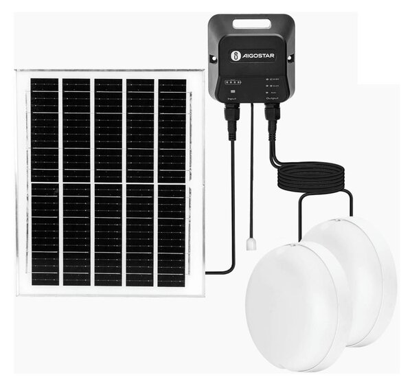 Aigostar - Lampă solară LED 2xLED/70W/12V 12000 mAh 6500K diam. 20,5 cm