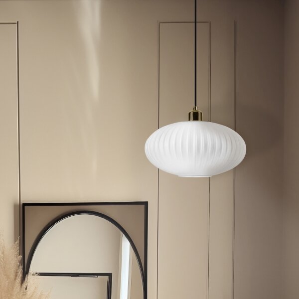 Lustră pe cablu HARMA 1xE27/15W/230V d. 30 cm alb/auriu