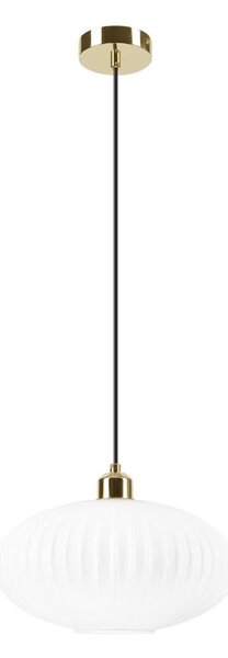 Lustră pe cablu HARMA 1xE27/15W/230V d. 30 cm alb/auriu