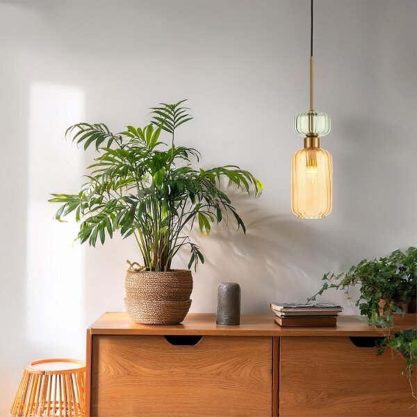 Lustră pe cablu MOLLY 1xE14/40W/230V d. 12 cm auriu/portocaliu/verde