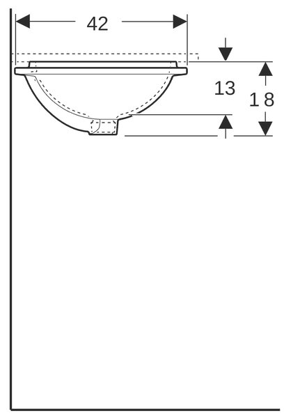 Geberit Variform lavoar 42x33 cm ovale sub blat alb luciu 500.751.01.2