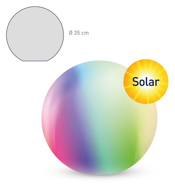 Tint Calluna Glob solar cu LED, CCT, RGB, Ø 35 cm, reglabil, Alb, Plastic