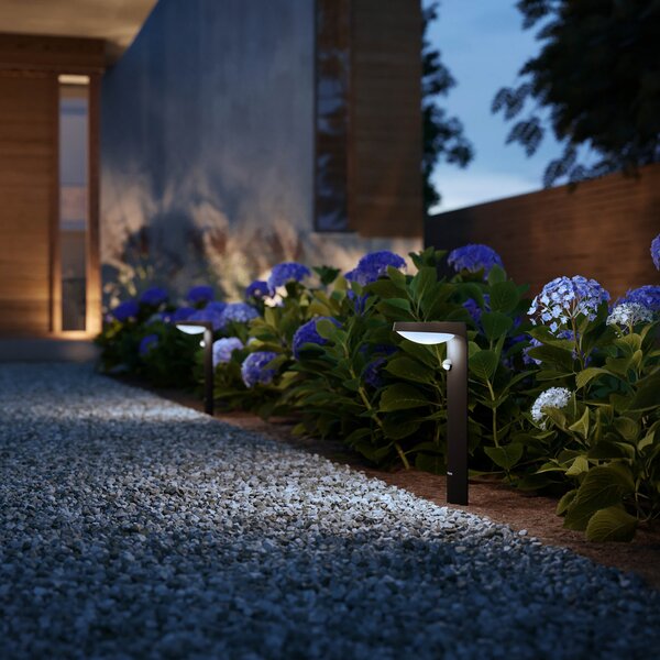 Philips Tyla solar lampă cu soclu senzor 1.2W 250lm, Negru, Metal, Modern, Piedestal pentru exterior