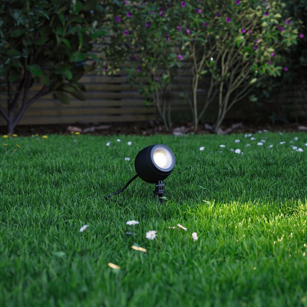 Paulmann Kikolo LED sol spike lumina reflectoarelor 8W 3,000K 20°, Negru, Metal, Modern
