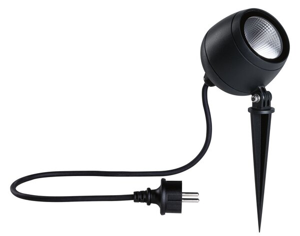 Paulmann Kikolo LED sol spike lumina reflectoarelor 8W 3,000K 20°, Negru, Metal, Modern