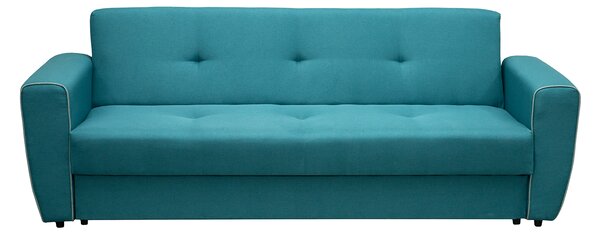Canapea BELLA extensibila, 3 locuri, cu arcuri si lada depozitare, turcoaz, 230x85x85 cm