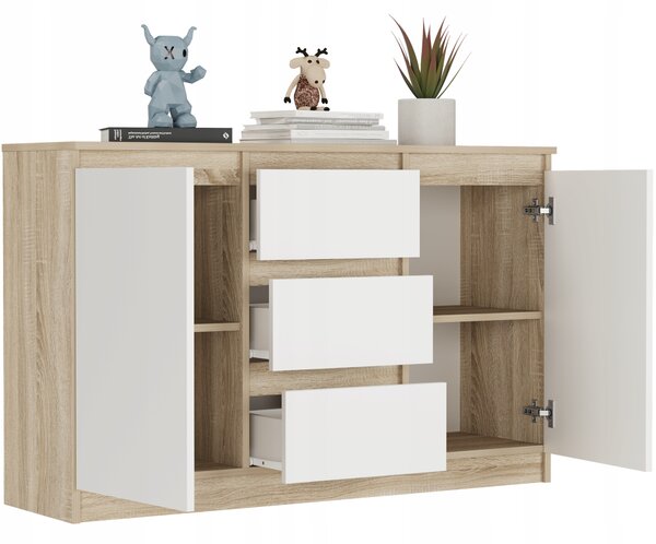 Comodă Relta (stejar sonoma + alb). Promo -20%. 1151448
