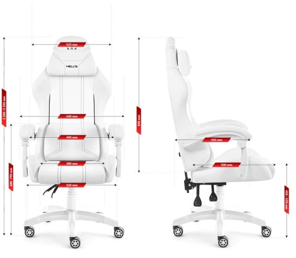 Scaun de gaming ergonomic HC-1014 - alb