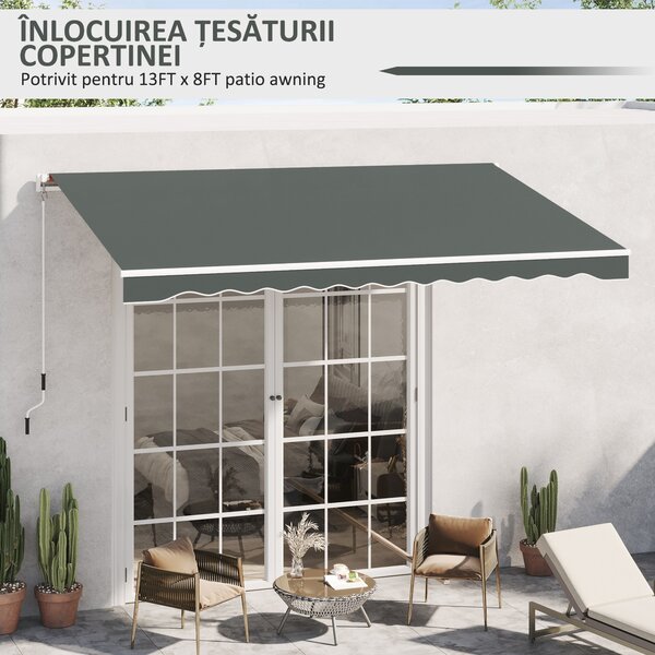 Outsunny Pânză de Înlocuire pentru Copertină Retractabilă cu Protecție UV 30+, 3,82x2,4 m, Gri | Aosom Romania