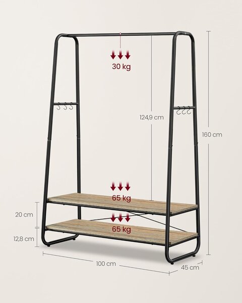 Cuier Vasagle Turcoaz 100x45x160 cm