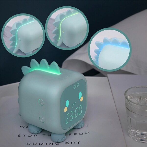 Veioză LED RGBW dimabilă de veghe cu ceas deșteptător pentru copii FILIP LED/1,5W/5V 1500 mAh
