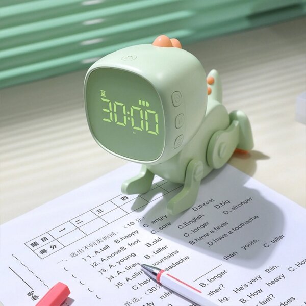 Veioză LED dimabilă de veghe cu ceas deșteptător pentru copii ROBOT LED/1W/5V 1200 mAh