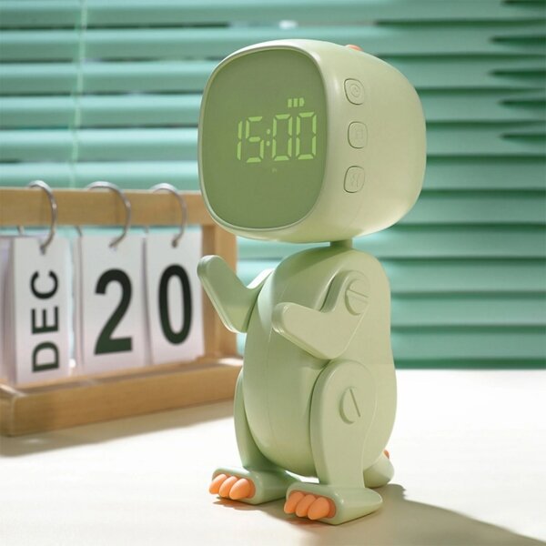 Veioză LED dimabilă de veghe cu ceas deșteptător pentru copii ROBOT LED/1W/5V 1200 mAh
