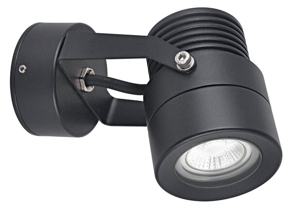 LCD Spot pentru perete exterior 5119, negru, Ø 7 cm, metal, IP54, GU10, reglabil, Negru, Metal, Modern, Spot de perete