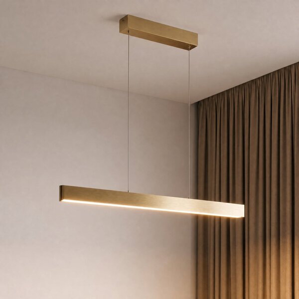 Lucande Smart LED suspendat cu LED-uri Mylosh, auriu, CCT, Tuya, reglabil, Auriu / Alamă, Camera de zi / sufragerie, Aluminiu, Modern