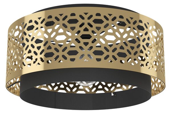 EGLO Sandbach plafonieră pe negru și alamă, Negru, Camera de zi / sufragerie, Metal