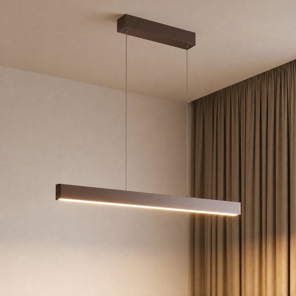 Lucande Smart LED suspendat cu LED-uri Mylosh, cafea, CCT, Tuya, reglabil, Maro / Rugină, Camera de zi / sufragerie, Aluminiu, Modern