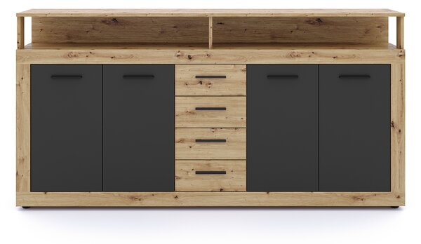 Comodă Lenita XXL (stejar artisan + negru). 1154800