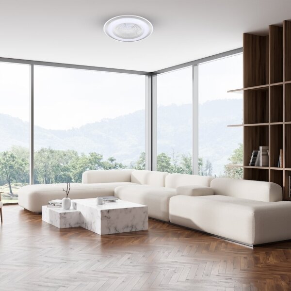 Plafonieră LED dimabilă cu ventilator ZONDA LED/48W/230V argintiu + telecomandă
