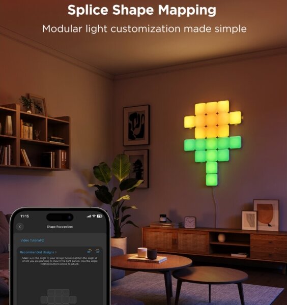 Govee - 10x panou mini RGBIC Wi-Fi inteligent