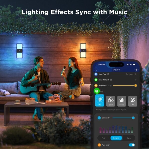 Aplică LED RGBIC dimabilă de exterior Govee LED/230V IP65 2700-6500K Wi-Fi