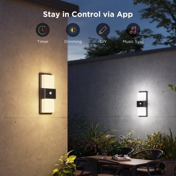 Aplică LED RGBIC dimabilă de exterior Govee LED/230V IP65 2700-6500K Wi-Fi