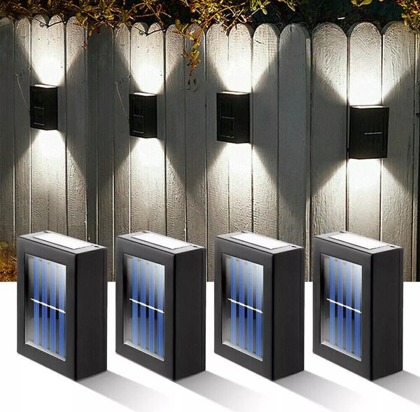Set 4 x lampa solara 4 LED cu lumina bidirectionala