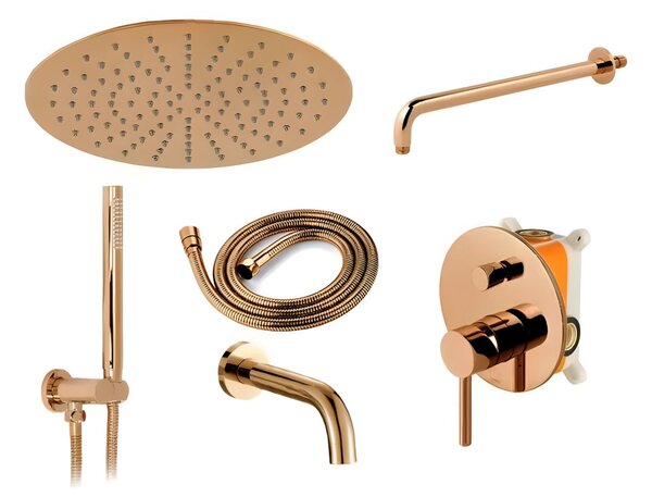Set de duș incastrat Rea Lungo Copper Auriu cu BOX