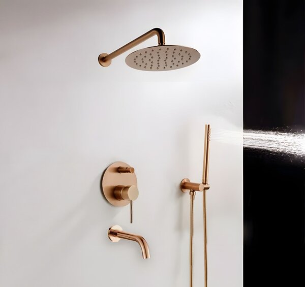 Set de duș incastrat Rea Lungo Copper Auriu cu BOX