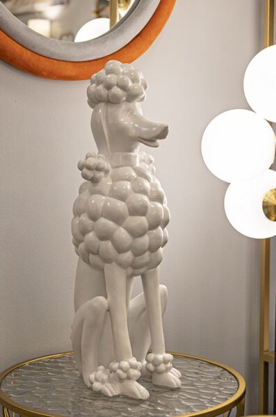 Mauro Ferretti Statuie In Forma De Caine Alb cm 20X26X61 | Aosom Romania