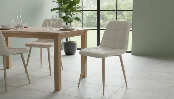 Scaun CHIC, bej deschis - Brego 22, stofa clasica/metal, 50x58x88 cm