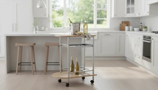 Carucior servire LIMA, fag/argintiu, 60x38x84 cm
