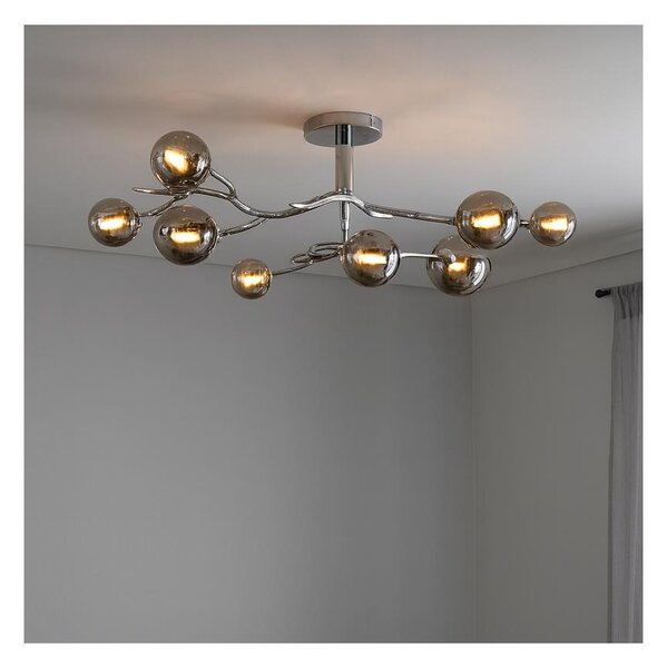 Brilagi - Lustră aplicată LED MISTEL 9xG9/3W/230V negru-crom/sticlă fumurie