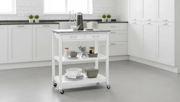 Carucior servire BABETTE, alb/gri, 78x48x87 cm