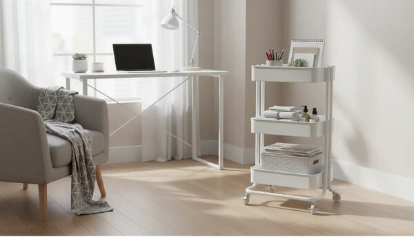 Carucior servire MIKE, alb, metal, 43x35x79 cm
